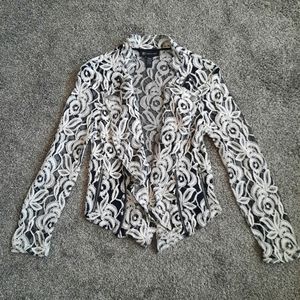 INC International Concepts black and white lace jacket, xs.